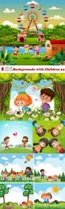 Vectors - Backgrounds with Children 34