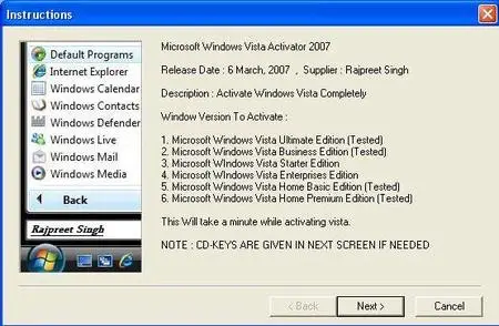 Windows Vista Activator 2007 100% Working Tested