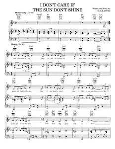 I Don't Care If The Sun Don't Shine - Dean Martin, Elvis Presley, Patti Page (Piano-Vocal-Guitar)