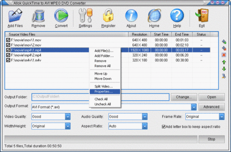 Allok QuickTime to AVI MPEG DVD Converter v3.4.1117