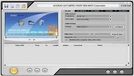Agogo AVI MPEG WMV RM MOV Converter v3.42