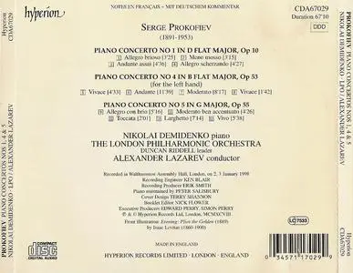 Nikolai Demidenko, Alexander Lazarev, London Philharmonic - Sergei Prokofiev: Piano Concertos 1, 4, 5 (1998)