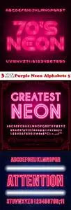 Vectors - Purple Neon Alphabets 5