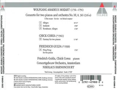 Concertgebouw Orchestra, Nikolaus Harnoncourt - Mozart: Double Concerto; Chick Corea & Friedrich Gulda: Compositions (1995)