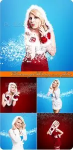 Christmas girl blowing snow photo 2