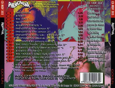 Goblin - Phenomena: The Complete Original Instrumental Sound Track Album (1985) Expanded CD Release 1997