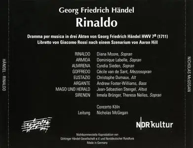 Nicholas McGegan, Concerto Köln - George Frideric Handel: Rinaldo (2004)