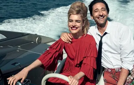 Natalia Vodianova and Adrien Brody by Peter Lindbergh for Vоgue US July 2015