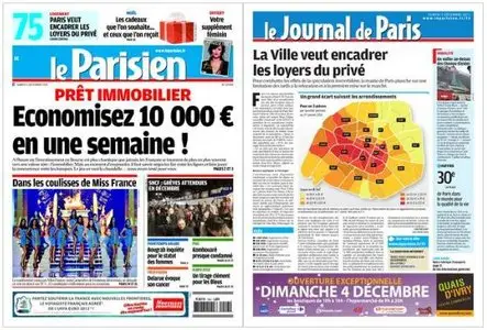 Le Parisien & Le Journal de Paris du Samedi 3 Décembre 2011