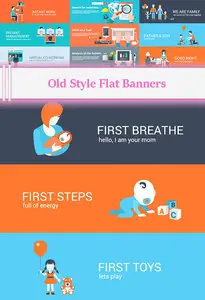 Vector Old Style Flat Banners qBee