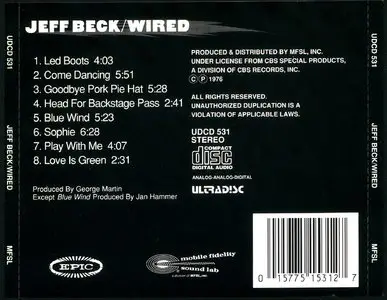 Jeff Beck - Wired (1976) [MFSL UDCD 531] * Repost *