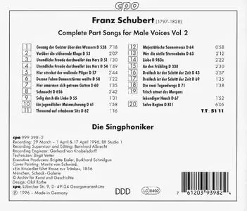 Die Singphoniker - Schubert: Complete Part Songs for Male Voices, Vol. 2 (1996)