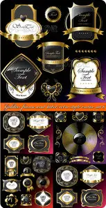 Golden frame and label retro style vector set 6