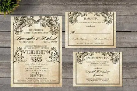CreativeMarket - Vintage Victorian Wedding Invitation