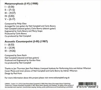 Neil Campbell, Carlo Bowry, Gordon Ross - Philip Glass: Metamorphosis; Steve Reich: Acoustic Counterpoint (2013)