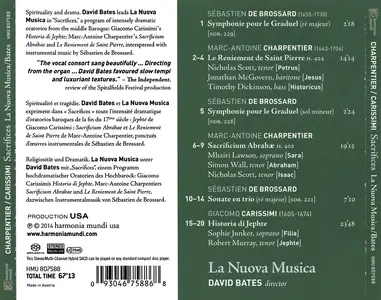 David Bates, La Nuova Musica - Sacrifices: Sébastien de Brossard, Marc-Antoine Charpentier, Giacomo Carissimi (2014)