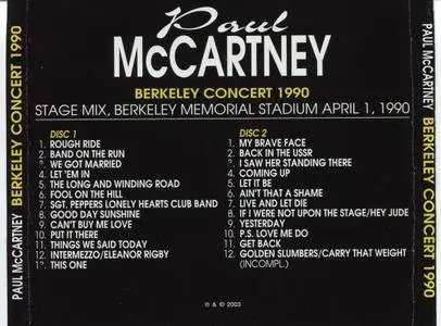 Paul McCartney - Berkeley Concert 1990 (2003)