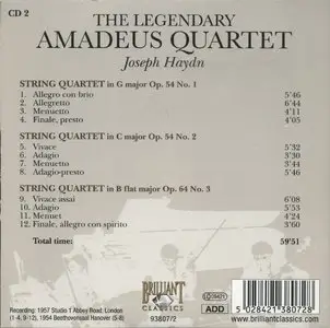 The Legendary Amadeus Quartet - Recordings 1951-1957: Haydn, Schubert, Brahms (2009) [7CD Box Set] {Brilliant Classics}