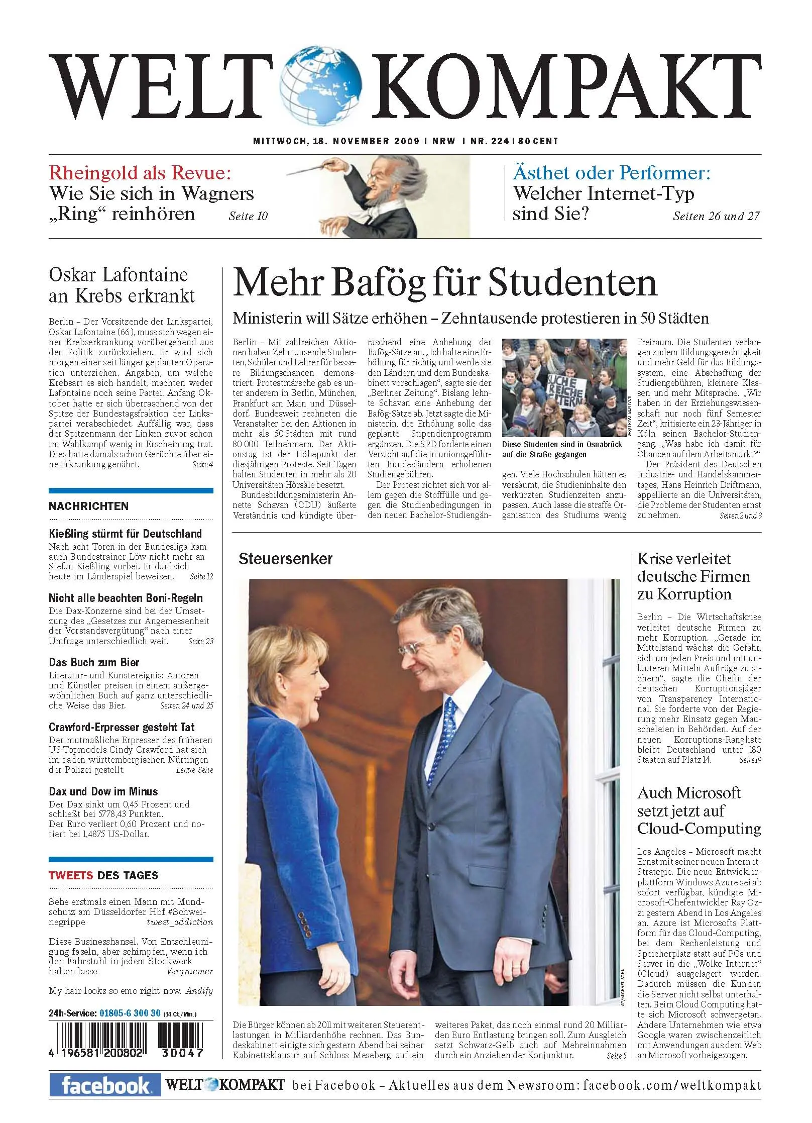 Die Welt kompakt vom 18. November 2009