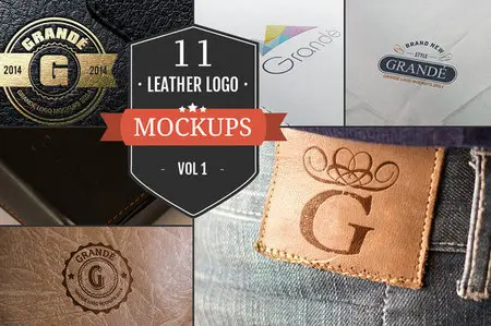 CreativeMarket - 11 Cool Leather Logo Mockups - Vol.1