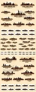 American Cities Skyline Vector