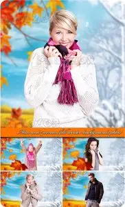 Man and woman fall winter backgrounds photo