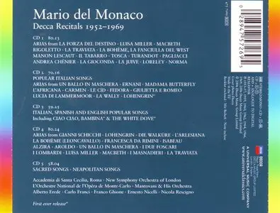 Mario del Monaco - Decca Recitals 1952-1969 [5CD Box Set] (2006)