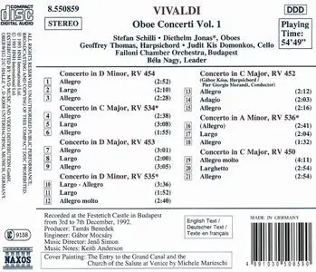 Stefan Schilli, Diethelm Jonas, Failoni Chamber Orchestra, Béla Nagy - Vivaldi: Oboe Concertos, Vol.1 (1993) (Repost)