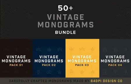 CreativeMarket - 50+ Vintage Monograms Bundle