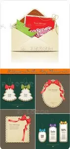 Label paper and ribbons Merry Christmas vector 