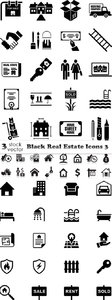 Vectors - Black Real Estate Icons 3