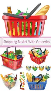 Vector Shopping Basket With Groceries
