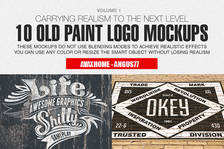 Creative Market - Old Paint Logo Mockups Vol.1