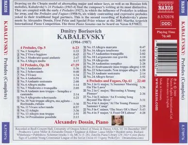Dmitry Borisovich Kabalevsky (1904-1987). Preludes (Complete). 6 Preludes and Fugues, Op.61