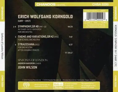 John Wilson, Sinfonia of London - Korngold: Symphony in F sharp, Theme & Variations, Straussiana (2019)