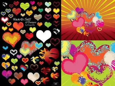 Vector Hearts Set1 & Wallpapers