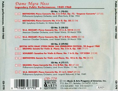 Myra Hess: The Legendary Public Performances · 1949-1960 [4 CD set][Re-POST]