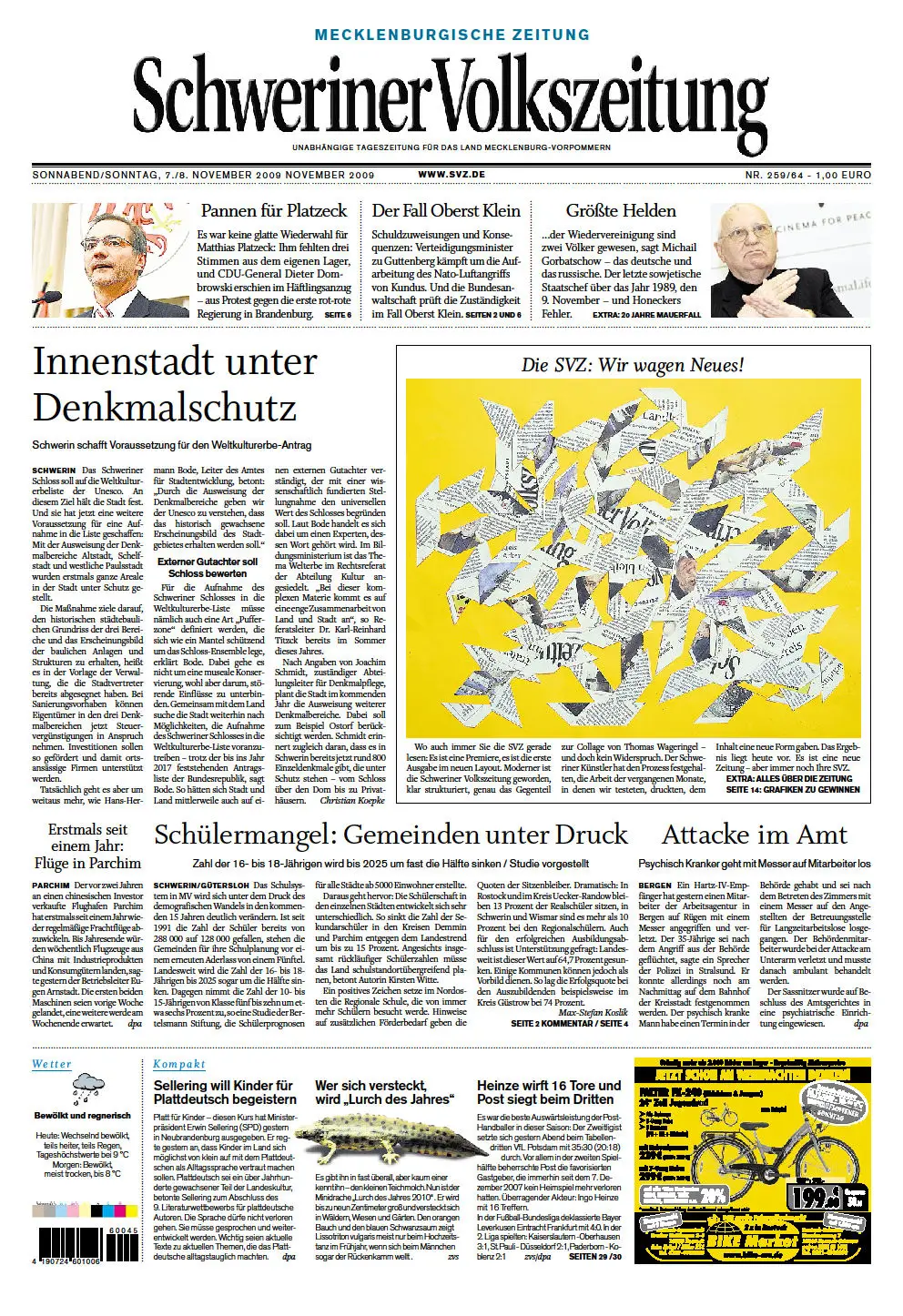Schweriner Volkszeitung 07/8.11.2009 (Ausgabe Stadt Schwerin)