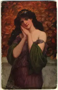 Antique postcards: a female image