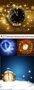 Vectors - Christmas Backgrounds with Clocks