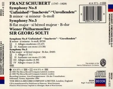 Georg Solti, Wiener Philharmoniker -  Schubert: Symphony No.8 'Unfinished', Symphony No.5 (1985)