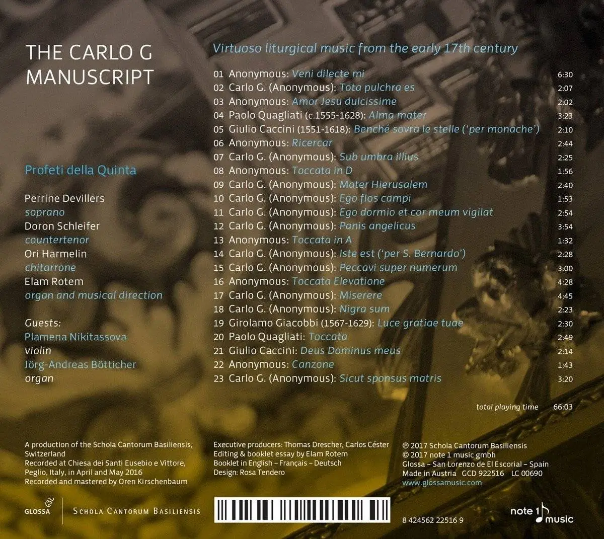 Profeti Della Quinta & Elam Rotem - The Carlo G. Manuscript: Virtuoso Liturgical Music from the Early 17th Century (2017)