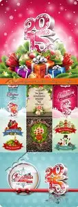 2015 Happy New Year and Merry Christmas holiday vector background 7