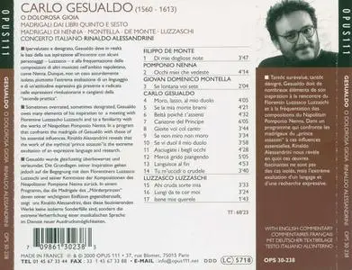 Rinaldo Alessandrini, Concerto Italiano - Carlo Gesualdo: O Dolorosa Gioia (2000)