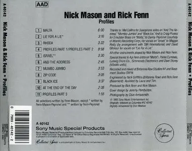 Nick Mason & Rick Fenn ‎– Profiles (1985) [Remastered 1995]