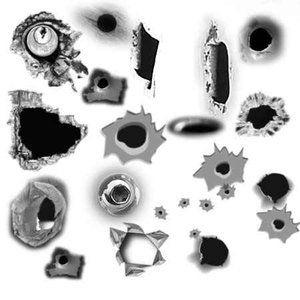 Fragment and bullet holes Photoshop brushes