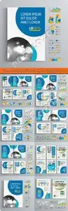 Corporate identity template brochure layout and infographics vector 4