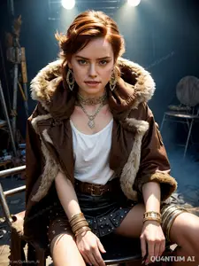 AI Daisy Ridley - Burning Man Festival Fashion Star Wars Boho Style Desert Sunset Bohemian British Modeling (AI Generated)