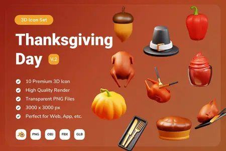 EE - Thanksgiving 3D Icons V2 8WFR7KJ