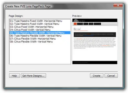 PVII Luna CSS PagePack 1.10 For Dreamweaver